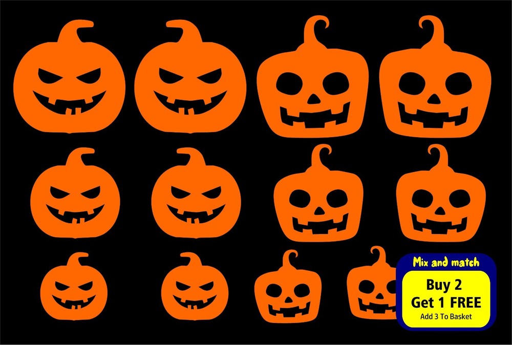 Halloween Vinyl Stickers Window Decorations Spooky Party Kids Pumpkin Bats Ghost