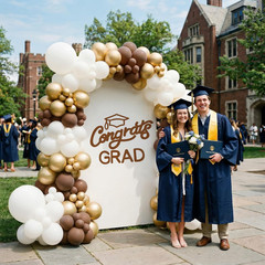 Brown Felt Congrats Grad Sticker Sign for Backdrop Graduation Decor for Party Co