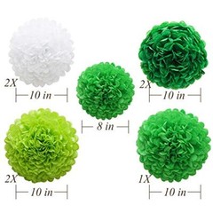 Green Hanging Paper Party Decorations, Round Paper Fans Set Paper Pom Poms Fl…