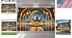 Eid Decorations Banner Ramadan Decorations 71×43 Inch Backdrop Crescent Moon …