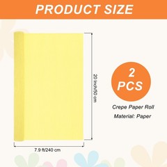 2Pcs Crepe Paper 7.9ft Long 20″ Wide Pale Yellow Crepe Paper Roll