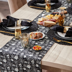 Halloween Party Tabletop Decor, Reusable & Machine Washable Cotton Fabric, Table
