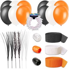 Team Spirit Solid Football Party Kit 25pc Decoration Pack, Orange Black White