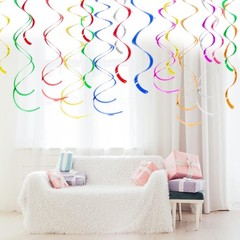 Colorful Ceiling Swirl Foil Decorations Hanging Plastic Streamer Themed Swirl…