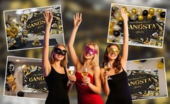 Gangsta Party Backdrop Black Gold Hiphop Theme Gangster Photography Background