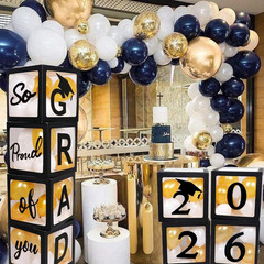 2026 Graduation Party Decorations, 4 Pieces Black Balloon Boxes with Letters of