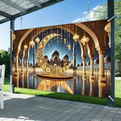 Eid Decorations Banner Ramadan Decorations 71×43 Inch Backdrop Crescent Moon …