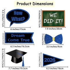 Class of 2026 Graduation Photo Booth Props Set – 35PCS Blue,black,gold,white