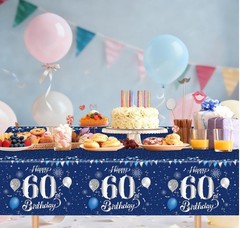 60Th Birthday Decorations for Men,61Pcs Blue Silver 60Th Birthday Decorations Ta