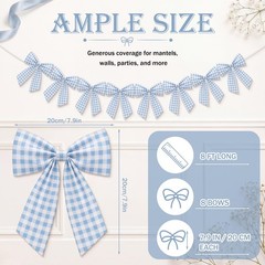 8 ft Sky Blue Bow Garland Decorations Blue Fabric Bow Banner Hanging Banner f…