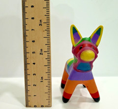 Vintage Miniature Donkey Piñata Figurine Multi Color Plastic Dollhouse Craft 3″