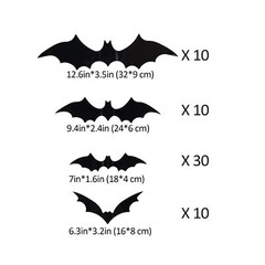 Coogam 60PCS Halloween Bats Decoration, 4 Different Sizes Realistic PVC Black…