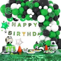 Green White Black Balloon Garland Arch Kit – Green Black White Balloons Socce…
