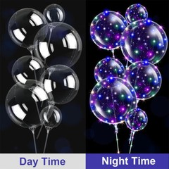10-50PCS LED Light Up Clear BOBO Balloons 20″ String Lights Birthday Christmas
