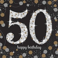 Sparkling Celebration 50th Birthday Beverage Paper Napkins (32 Count)