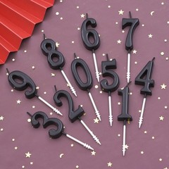 PHD CAKE 10-Pieces Black Numeral Birthday Candles, Cake Candles