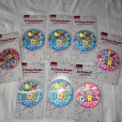 Birthday Party 18pc Bundle – Invitations-￼ Banners-Napkins-Confetti- Bday Badges