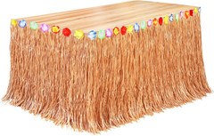 Luau Grass Table Skirt Natural 9 Feet X 29.5 Inch Hawaiian Table Skirt for Tropi