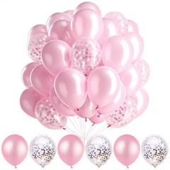 Pink Balloon and Silver Confetti Balloon for Birthday Baby Shower Wedding Gra…