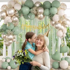 Sage Green Birthday Party Decorations with Happy Banner
