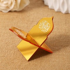 Gold Acrylic Stand Eid Mubarak Dessert Holder Ramadan Table Decor Islamic 5pcs