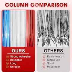 Pack Red White and Blue Foil Fringe Backdrop Curtains, Tinsel 2 Redblue