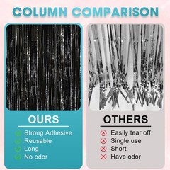 2 PCS Black Tinsel Foil Fringe Curtains Metallic Streamers Party Backdrop