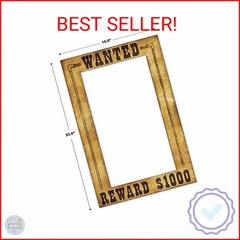 Beistle Western Wanted Photo Fun Frame – Lightweight Cardstock Paper Photo Booth