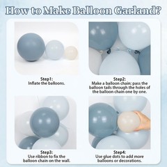 Dusty Blue Balloon Arch Kit with Clear Pastel Blue and White Balloons for Wed…