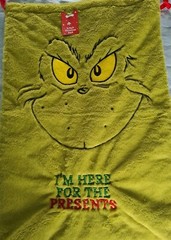 Christmas THE GRINCH Santa Present Sack Bag ‘Here For the Presents’ Dr Seuss