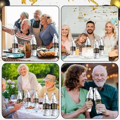 72 Pcs 65th Birthday Party Decorations – Black Gold Mini Bottle Labels & Sticker