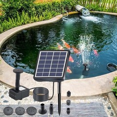 Solar Fountain Pump Kit 5 Nozzles for Custom Water Flow in Gardens and Ponds