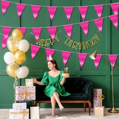 4-Pack 10m/32.8FT Triangle Pennant Banner Flag Metallic Fabric Bunting Party …