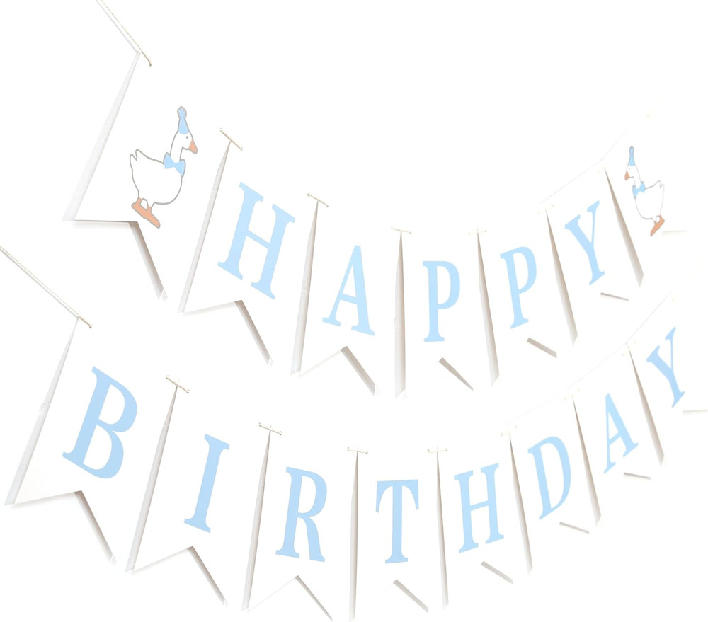 One Silly Goose Happy Birthday Banner – Blue One Silly Goose 1St Birthday Decora
