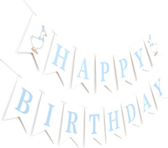 One Silly Goose Happy Birthday Banner – Blue One Silly Goose 1St Birthday Decora