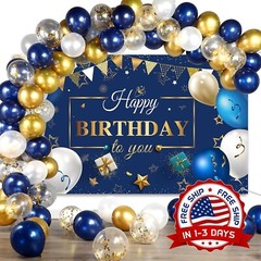 Conjunto De Decoración Para Fiesta De Cumpleaños En Tonos Azul Marino 50 PCS NEW
