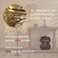 Lighted Baby Breath Flower Garland Battery Operated with Timer 48L Warm White