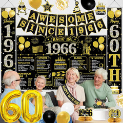 60Th Birthday Decorations Men Women, Black Gold Back in 1966 Poster Happy 60Th B