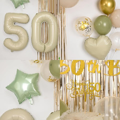 50Th Birthday Decorations for Women Men,Sage Green Birthday Balloons Happy 50Th