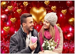 Elegant 7x5ft Valentine’s Day Backdrop Featuring Hearts and Balloons for Parties