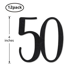 Black Glitter 50 CutOut Numbers 50th Birthday Party Anniversary Decorations