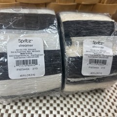 2 Rolls 120 Total Ft L x 1¾ in W Crepe Streamer Black and White Stripe by Spritz