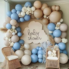Dusty Blue Tan Balloon Garland Double Blue Nude White Sand Grey Latex Neutral…