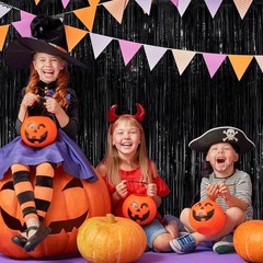 Black Fringe Curtain Party Streamers 2Pack 3.3×8.3 Ft Foil Fringe Backdrop Cu…