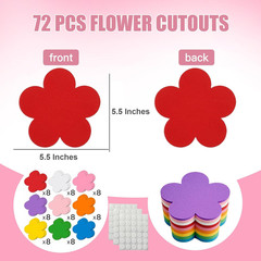 72 Pcs 5.5 Inch Large Paper Flower Cutouts, 9-Color Assorted Spring Summer Flowe