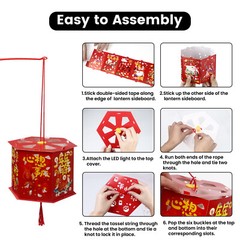 8Pcs Chinese New Year Lanterns Red Paper-cuts Lanterns Festival Decor For Kids