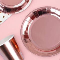 Rose Gold Party Decorations Set for 16 Guests – Eco-Friendly Supplies