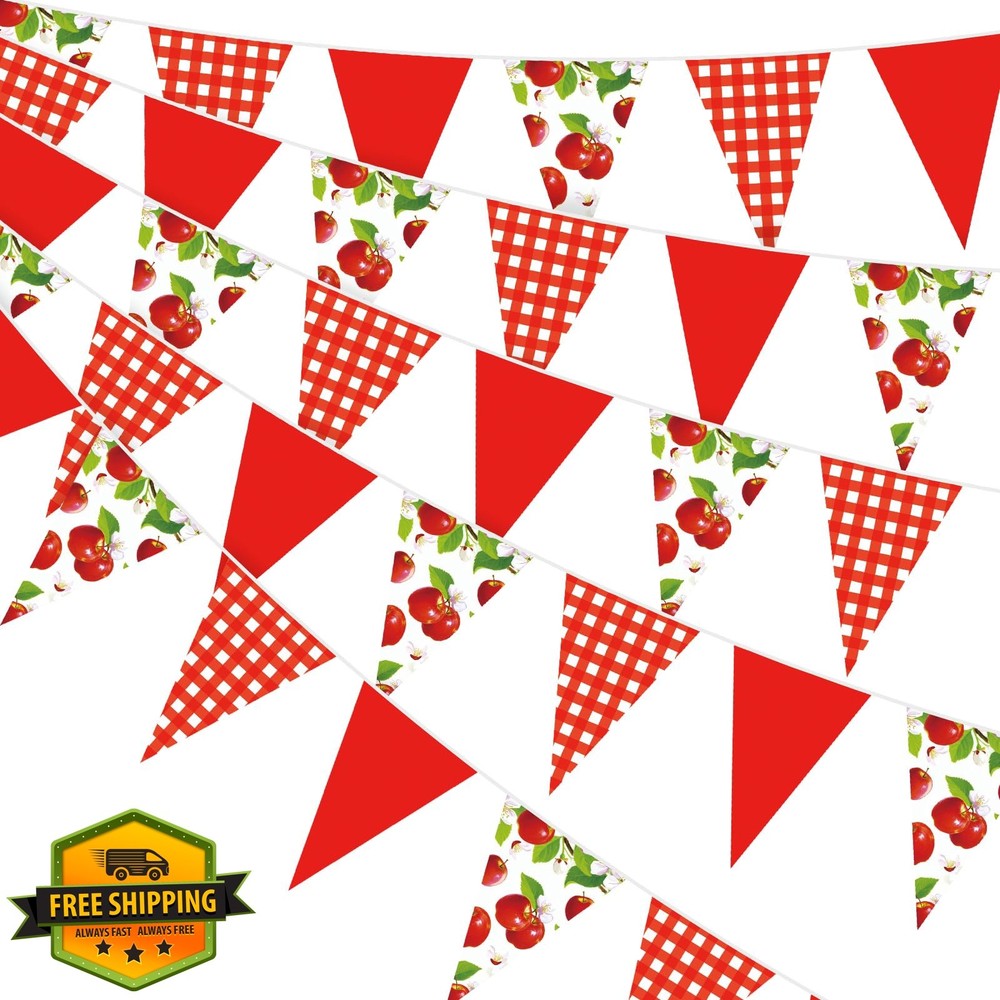 Pasimy red white apple banner, 60 pcs