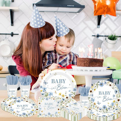 Baby in Bloom Baby Shower Decorations Tableware – 144pcs Floral baby in bloom pl