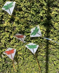 Vintage 90s NWT Dragonfly Rice Paper Kite Party Decor Garland Unique Deadstock
